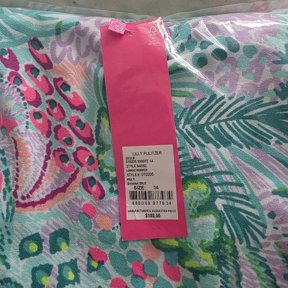 Lilly Pulitzer Linnae Banana Split Dress Romper 14 - Picture 3 of 5